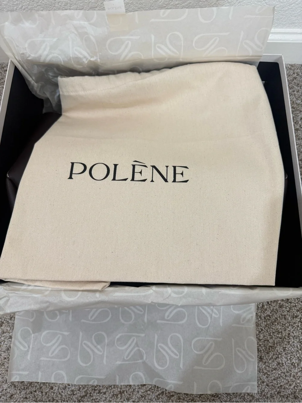 Polène Cyme Large Tote in Textured Ebony Brown Leather New & Never Used